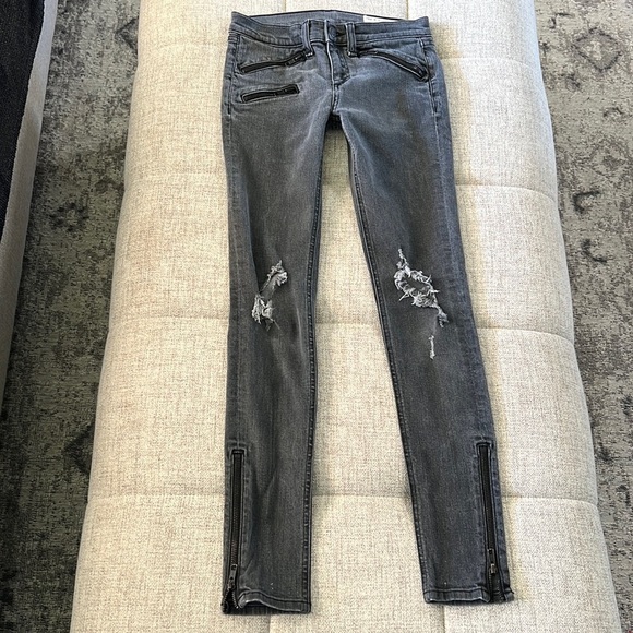 RAG & BONE BLACK/GRAY BLACKTHORN SKINNY JEANS SIZE 26 - Picture 2 of 16